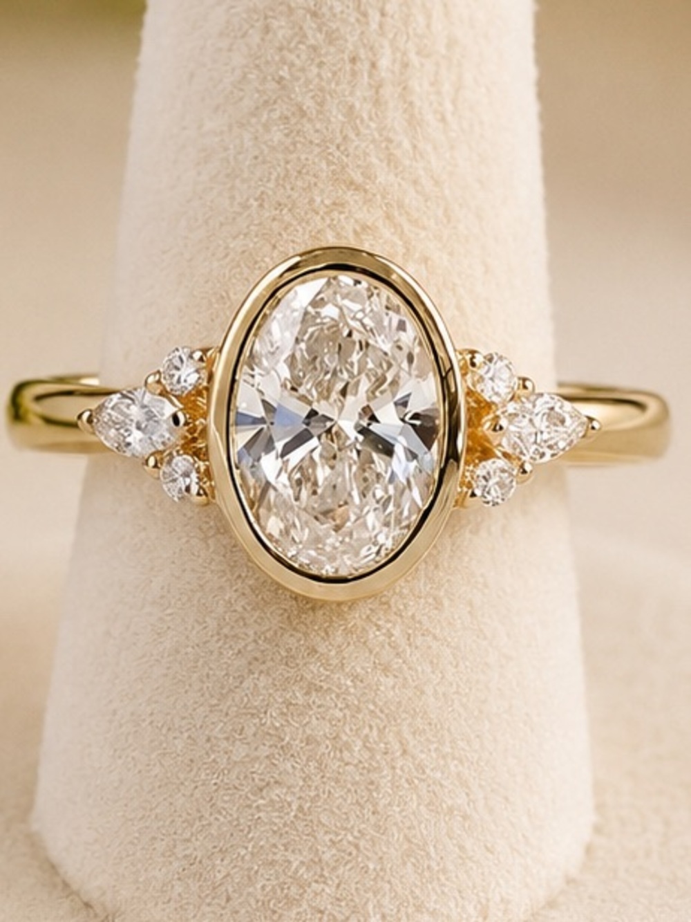 2ct Bezel Oval Ring - Picture 1 of 11